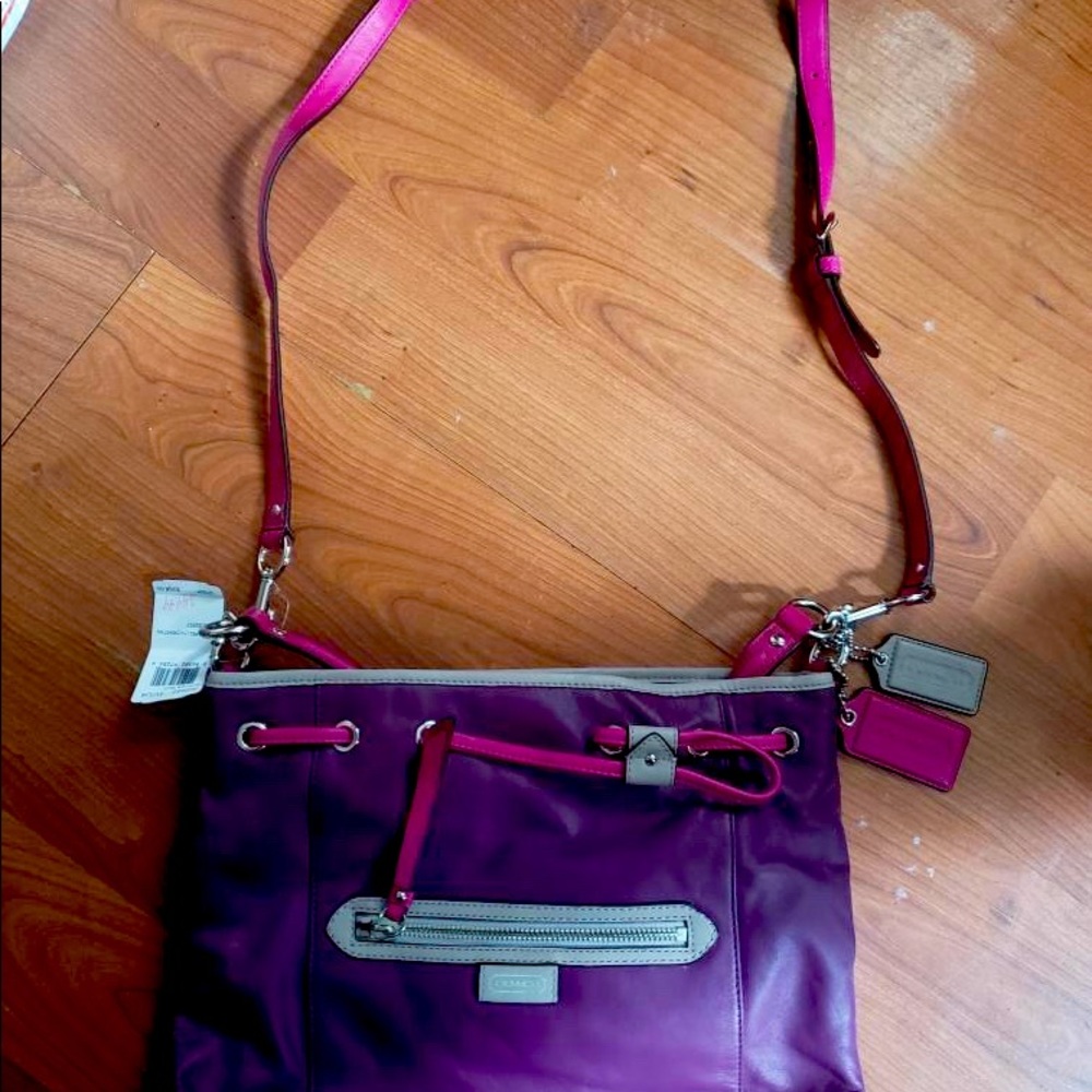 Coach purple leather purse NWT